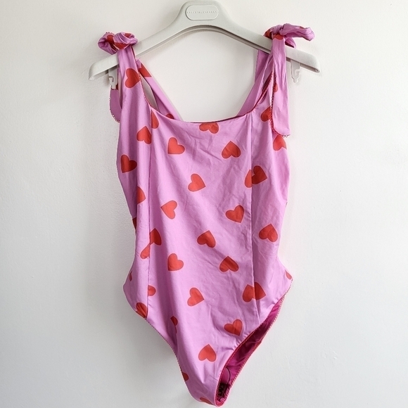 New Beach Riot Sydney Valentine Heart Barbie Pink One-Piece Swimsuit NWT XL - Picture 10 of 17